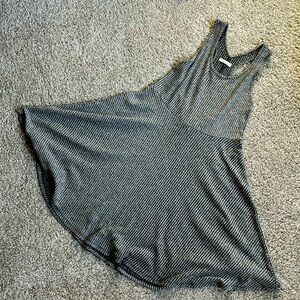 Gray Striped Sleeveless Dress